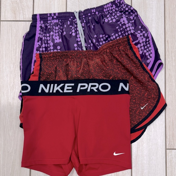 Nike Pro Red and Purple Shorts Trio - Picture 1 of 7